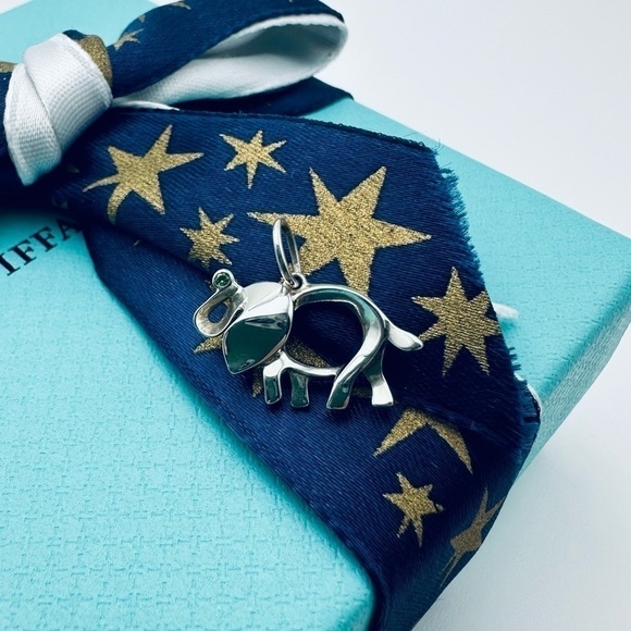 Tiffany & Co. Save the Wild Elephant Charm with Tsavorite Sterling Silver Pouch - Picture 3 of 9